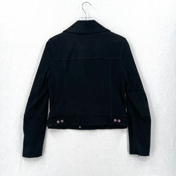 THEORY Suede Moto Jacket Womens Medium Black Downtown Biker Capsule Minimalist - Picture 2 of 13